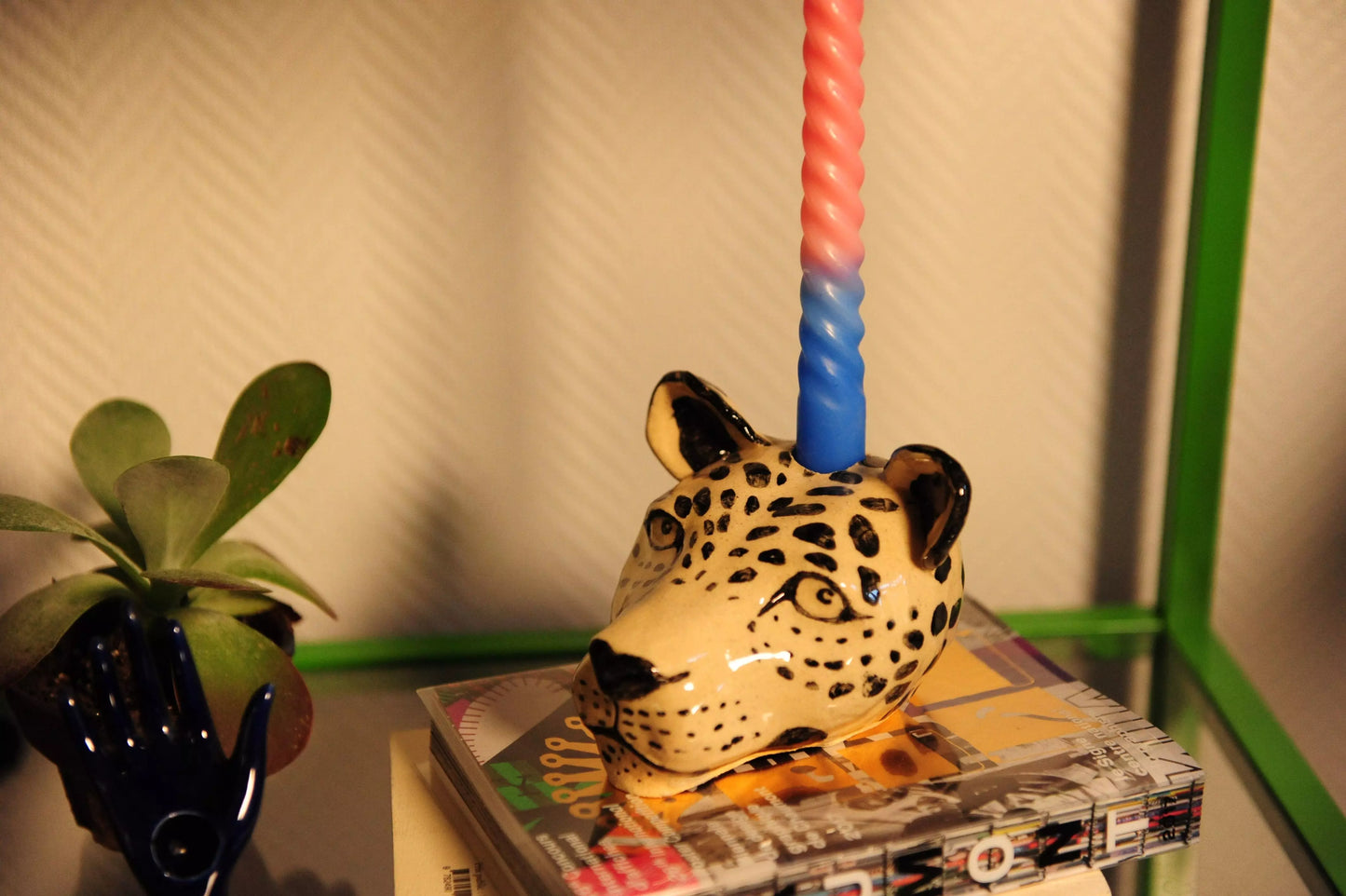 Leopard head candle holder 🐆