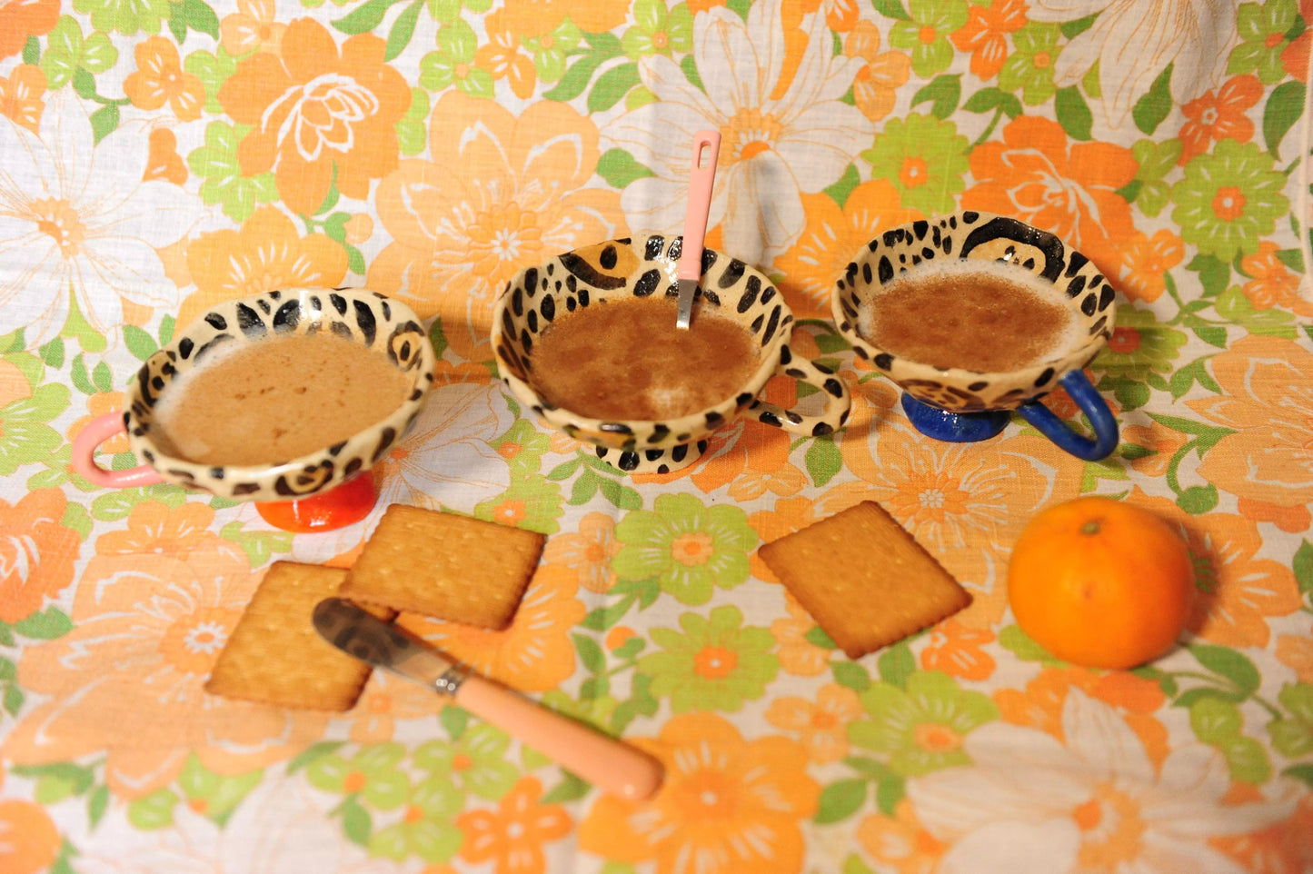 Orange &amp; pink leopard mug