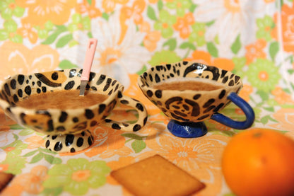 Orange &amp; pink leopard mug