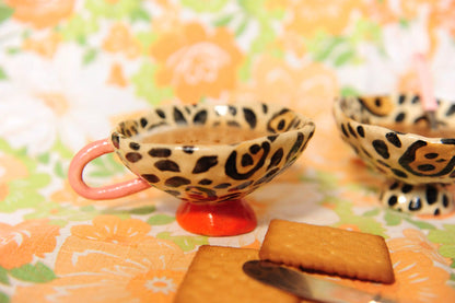 Orange &amp; pink leopard mug